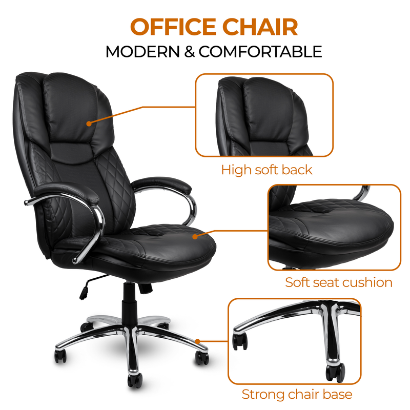 Black Big and Tall Executive Ergonomic Heavy Duty Office Desk Chair