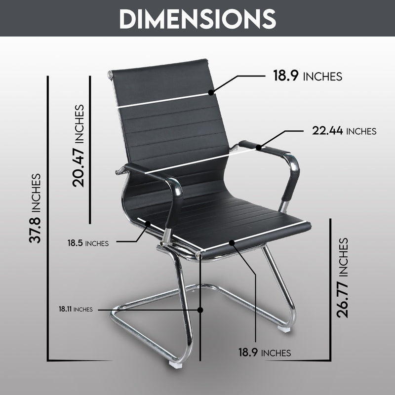 Black Office Guest Chairs for Reception Conference and Lobby - Set of 2