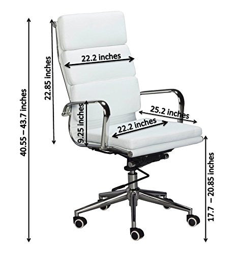 Eames Replica White High Back Cusion Office Chair - Product Dimensions