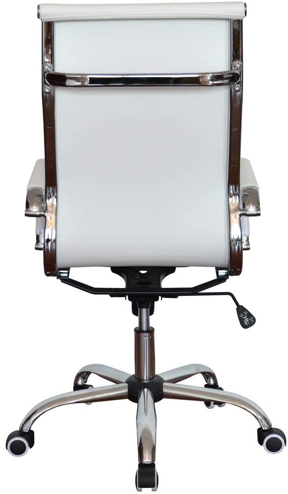 Executive High Back Ribbed Ergonomic Office Chair Vegan Leather White - Set of 2