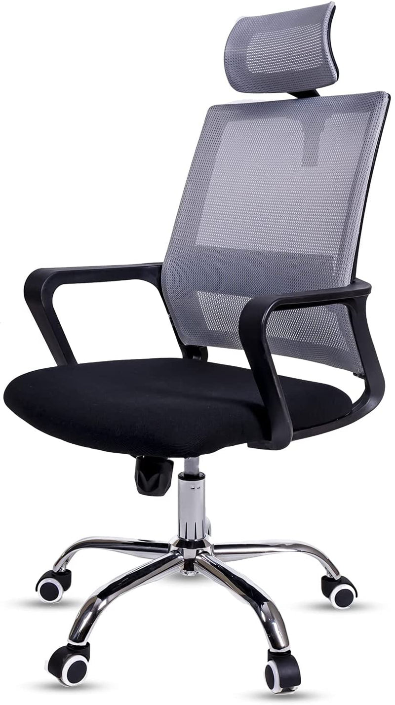 Mateo-Ergonomic Essential Mesh Office computer desk chair with Headrest and Adjustable Lumbar support Adult (Grey)