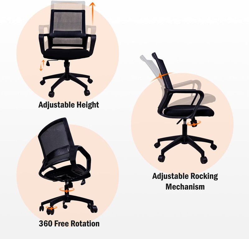 Diego Ergonomic Mesh Mid Back Office Chair with Lumbar Support (Black / Blue / Gray)