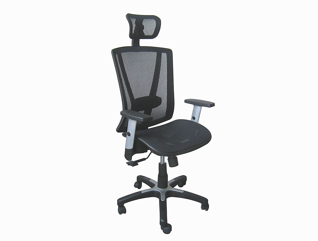 Ergonomic Executive Office Chair - Black Breathable Mesh with Adjustable Lumbar Support - Upto 225lbs - US Office Elements