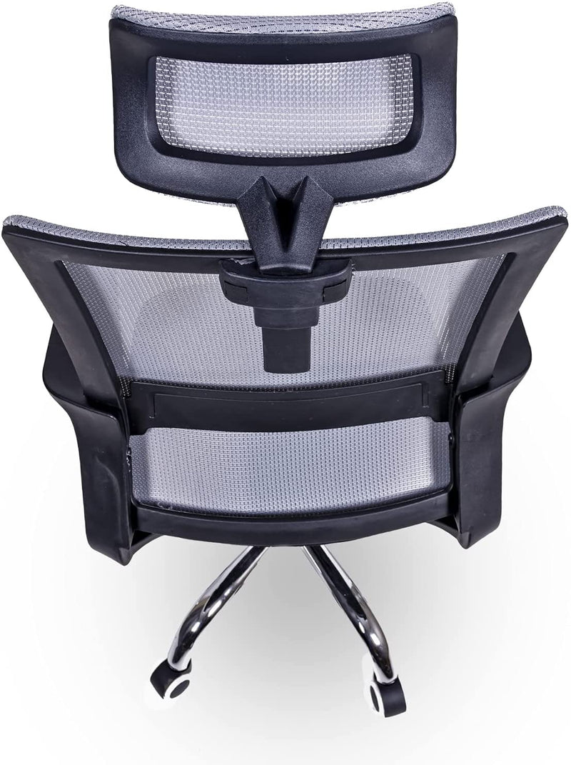 Mateo-Ergonomic Essential Mesh Office computer desk chair with Headrest and Adjustable Lumbar support Adult (Grey)