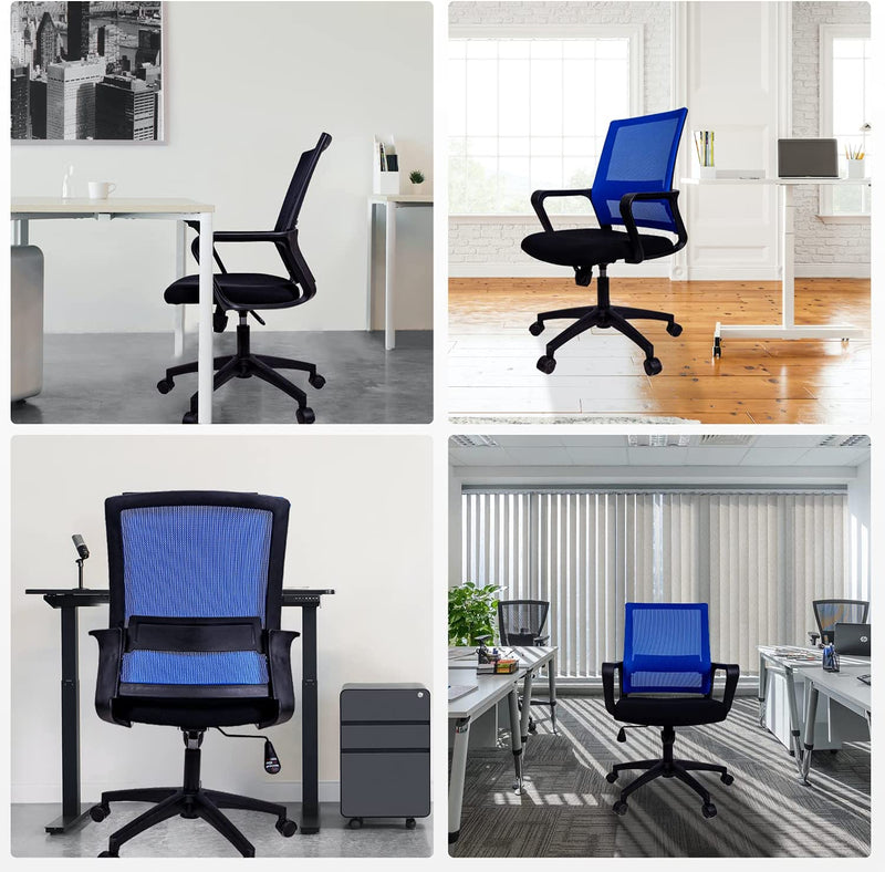 Medium Mesh Office Chair with Rectangular Spine Support (Blue)