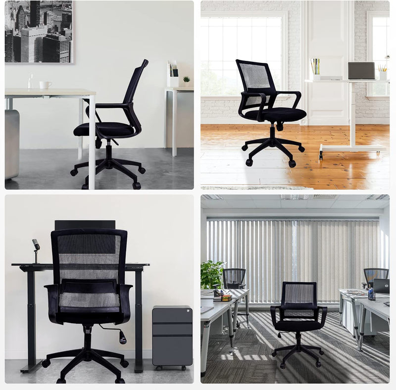 Diego Ergonomic Mesh Mid Back Office Chair with Lumbar Support (Black / Blue / Gray)