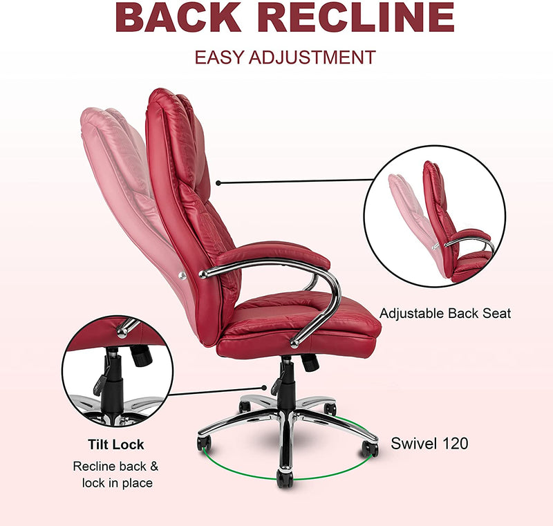 Red Big and Tall Executive Ergonomic Heavy Duty Office Desk Chair - 400 lbs capacity