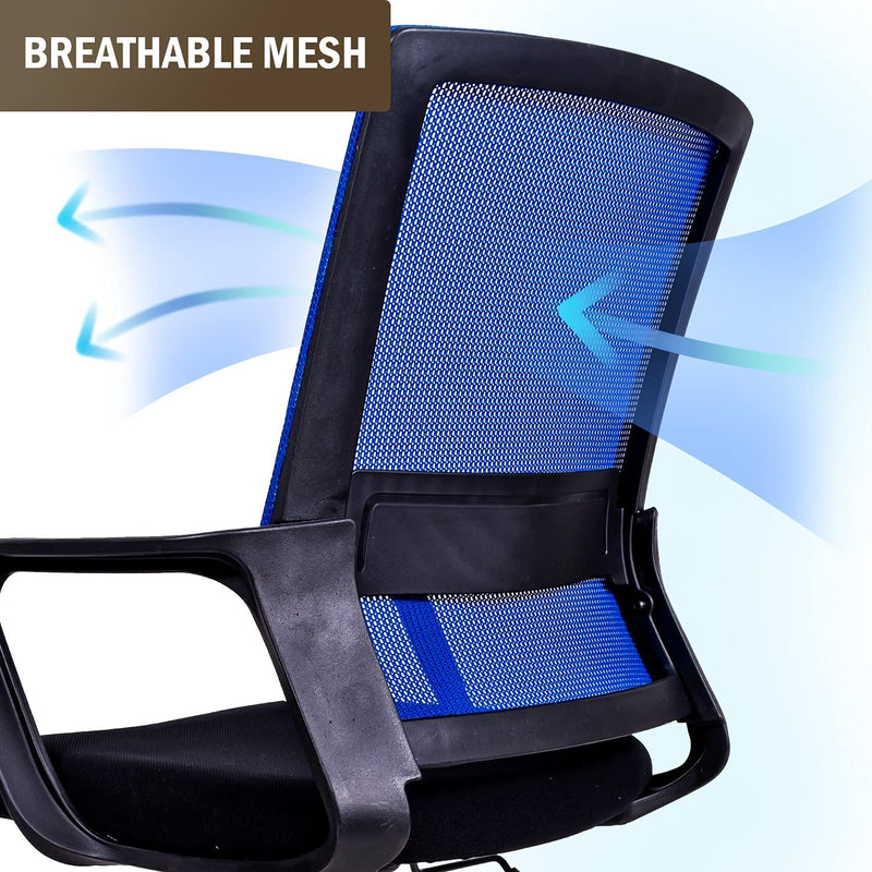 Medium Mesh Office Chair with Rectangular Spine Support (Blue)
