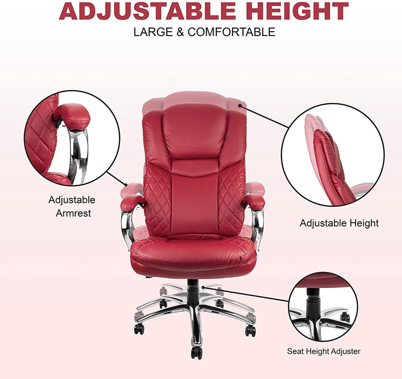 Red Big and Tall Executive Ergonomic Heavy Duty Office Desk Chair - 400 lbs capacity