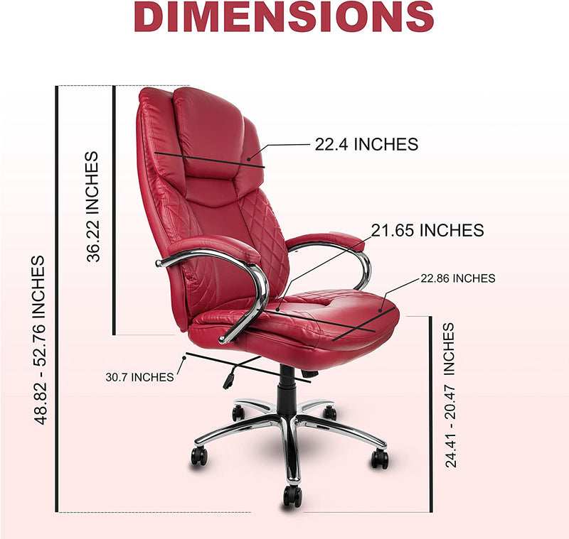 Red Big and Tall Executive Ergonomic Heavy Duty Office Desk Chair - 400 lbs capacity