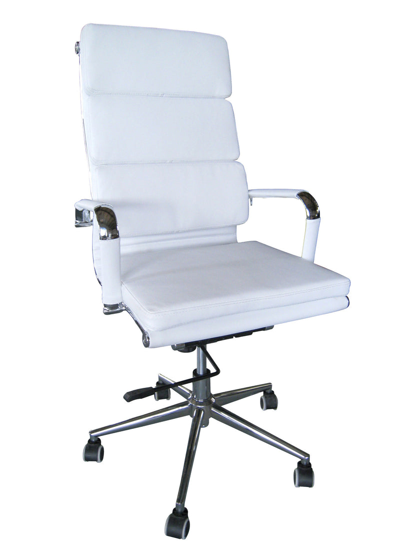 Eames Replica White High Back Cusion Office Chair - Side view