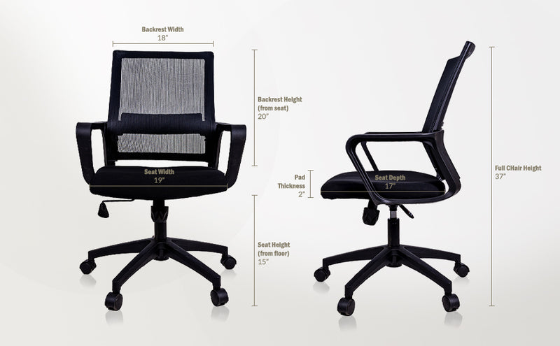 Medium Mesh Office Chair with Rectangular Spine Support (Blue)